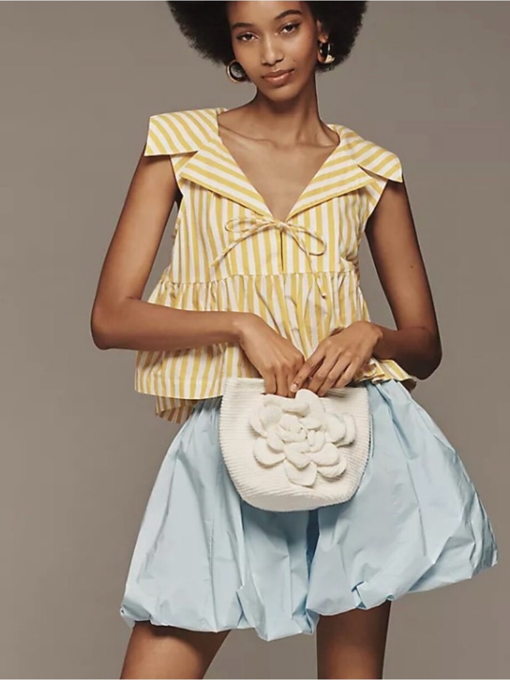Anthropologie Yellow and White Striped Sleeveless Blouse